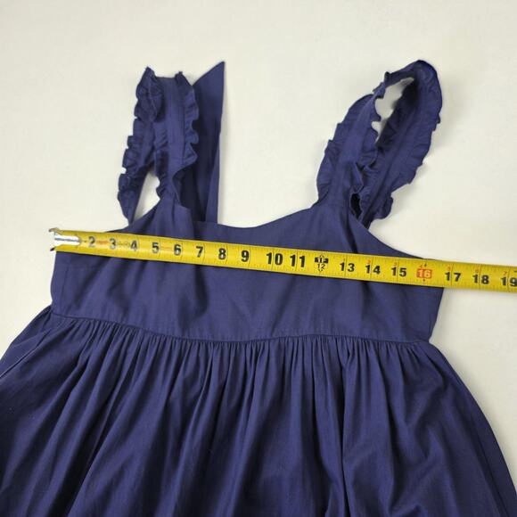 Free People Dress Womens Small Navy Maxi Ruffle Strap Tie Back Pockets OB1134716 - Picture 9 of 16